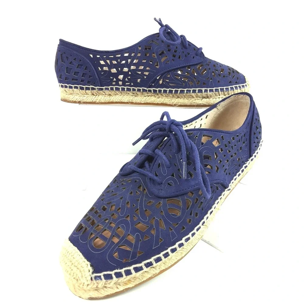 Vince Camuto Dinah Women's Blue Suede Espadrille‎ Lazer Cut Casual Shoes Sz 9 M